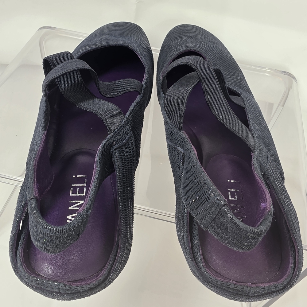Vaneli Mary Jane Flats Women's 8.5 M Navy Blue Textured Elastic Strap Comfort - Picture 7 of 7